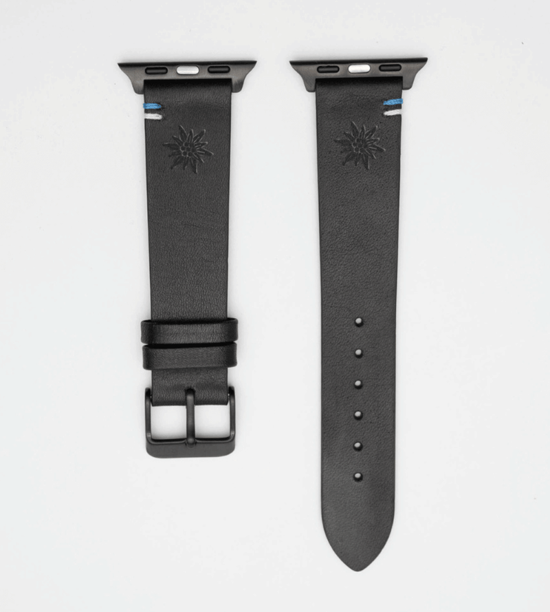 Apple Watch® Lederbandl | Schwarz Edelweiß