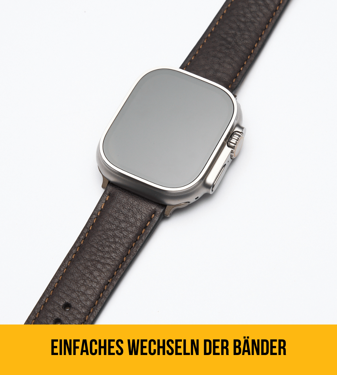 Biolederband für die Apple Watch | Dunkelbraun Naht