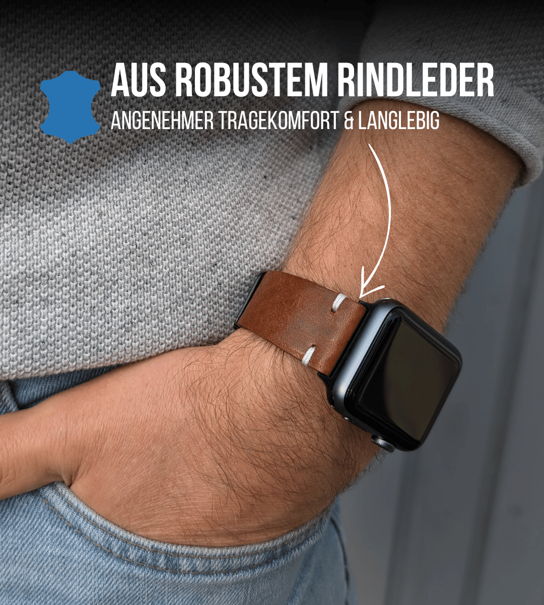 Set aus Rindleder Armband & Geldbeutel | Mittelbraun + Geldbeutel