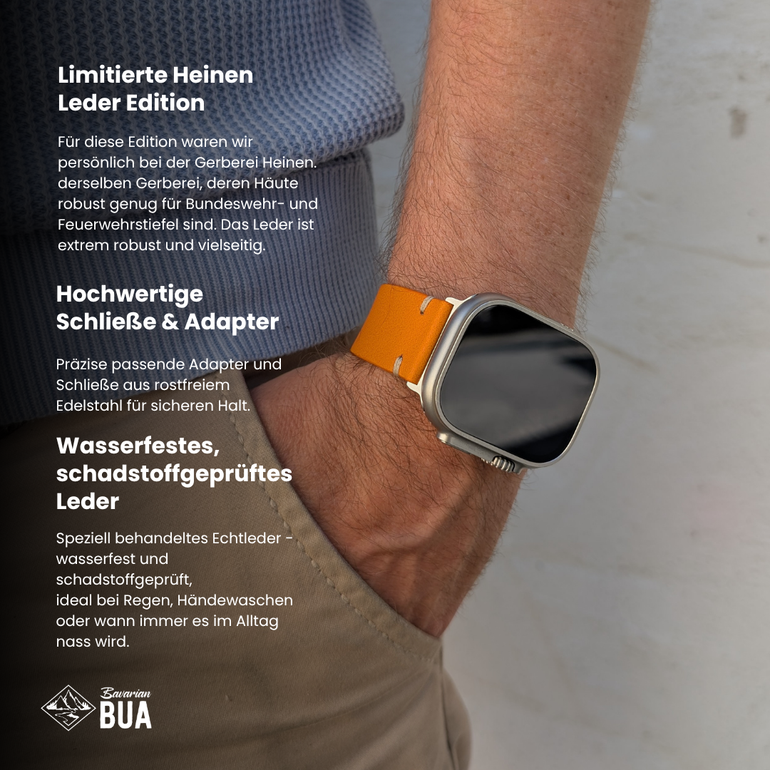 Limitiertes Wasserfestes Heinen Leder Armband für Apple Watch Ultra