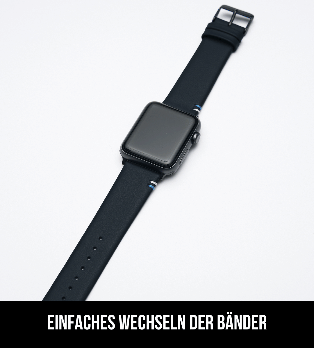Apple Watch® Lederbandl | Schwarz Edelweiß