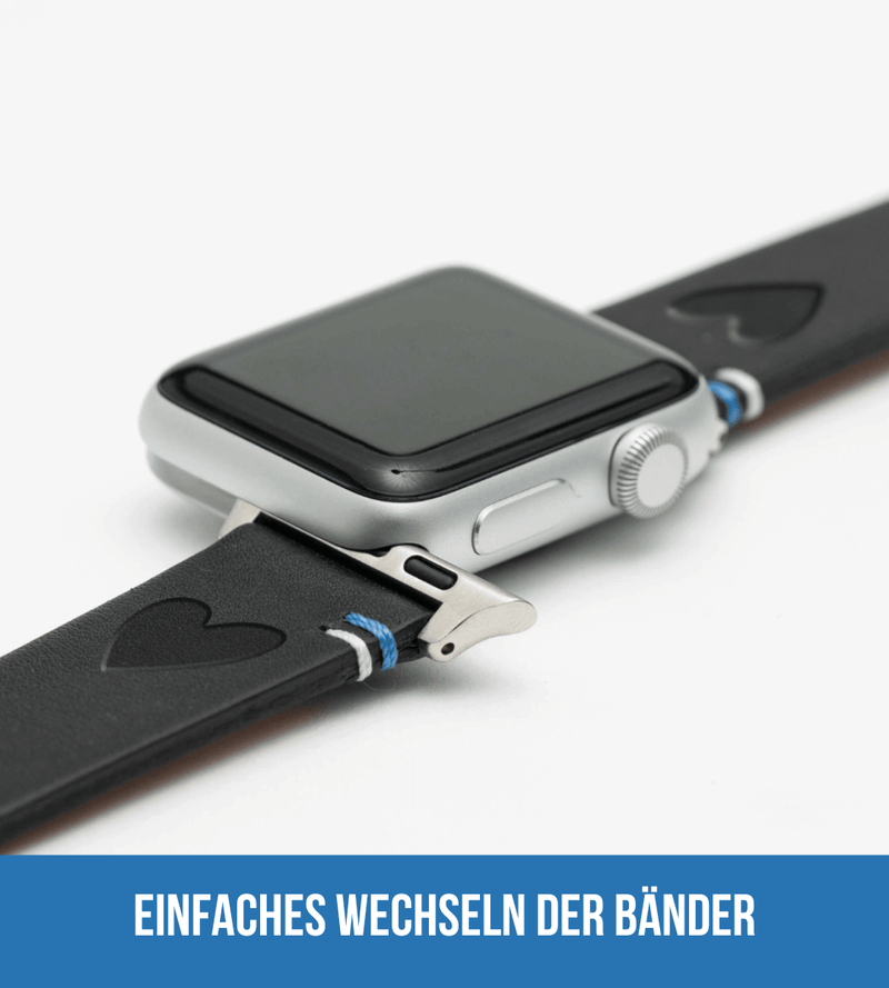 Apple Watch® Lederbandl | Schwarz Herz