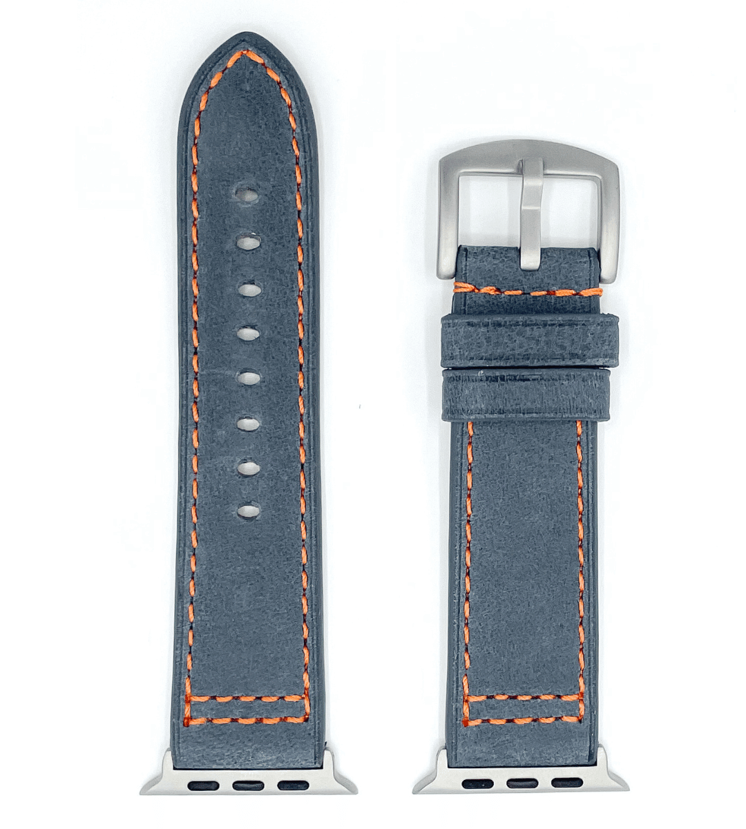 Set für Apple Watch Ultra | Titanband Magnet + Robustes Echtlederband Hellblau