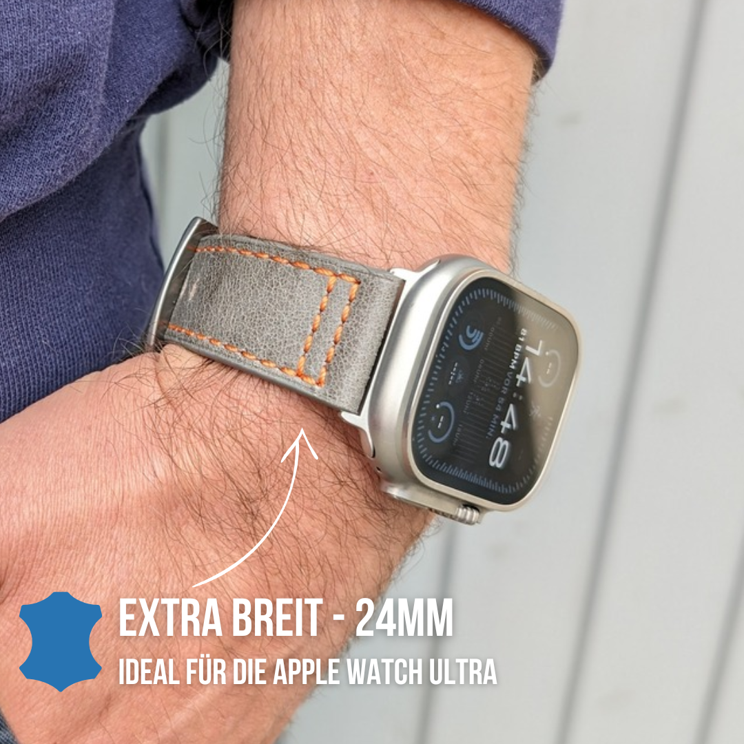 Robustes Armband für die Apple Watch Ultra aus Echtleder
