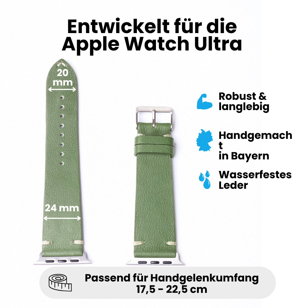 Limitiertes Wasserfestes Heinen Leder Armband für Apple Watch Ultra