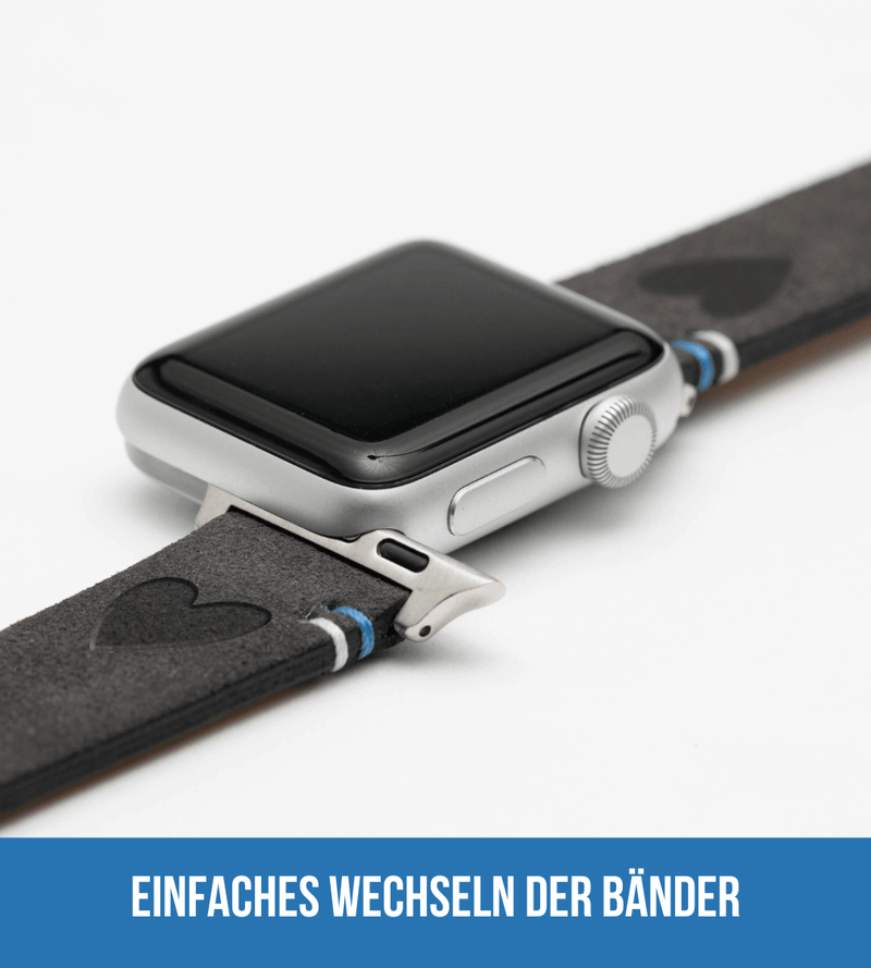 Apple Watch® Wildlederbandl | Grau Herz