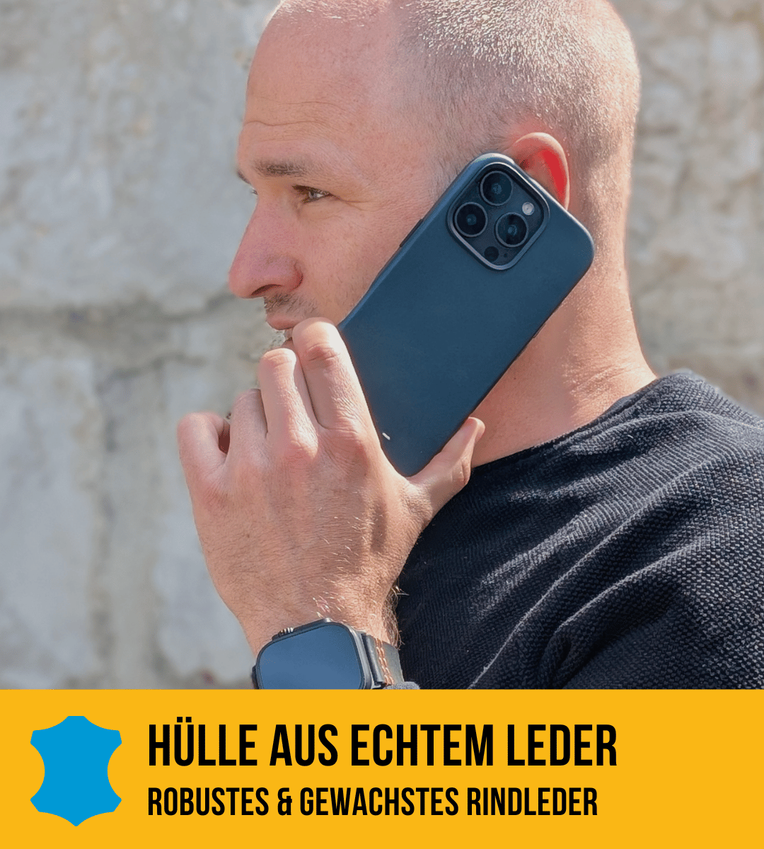 Leder Hülle für iPhone mit MagSafe | Blau