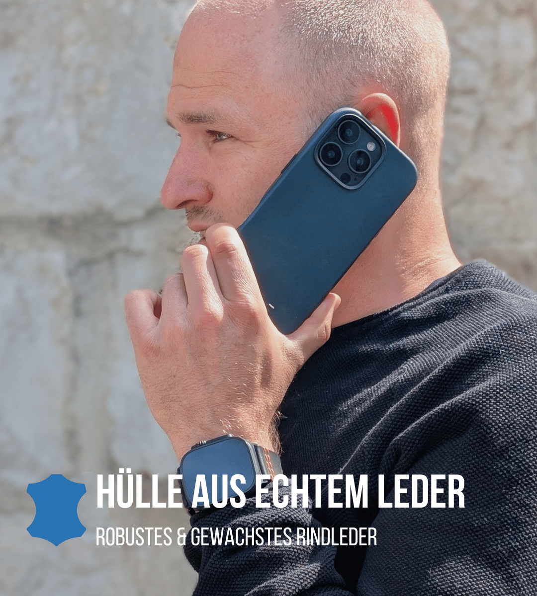 Leder Hülle für iPhone mit MagSafe | Blau