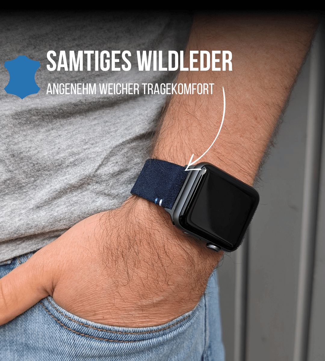 Apple Watch® Wildlederbandl | Royalblau
