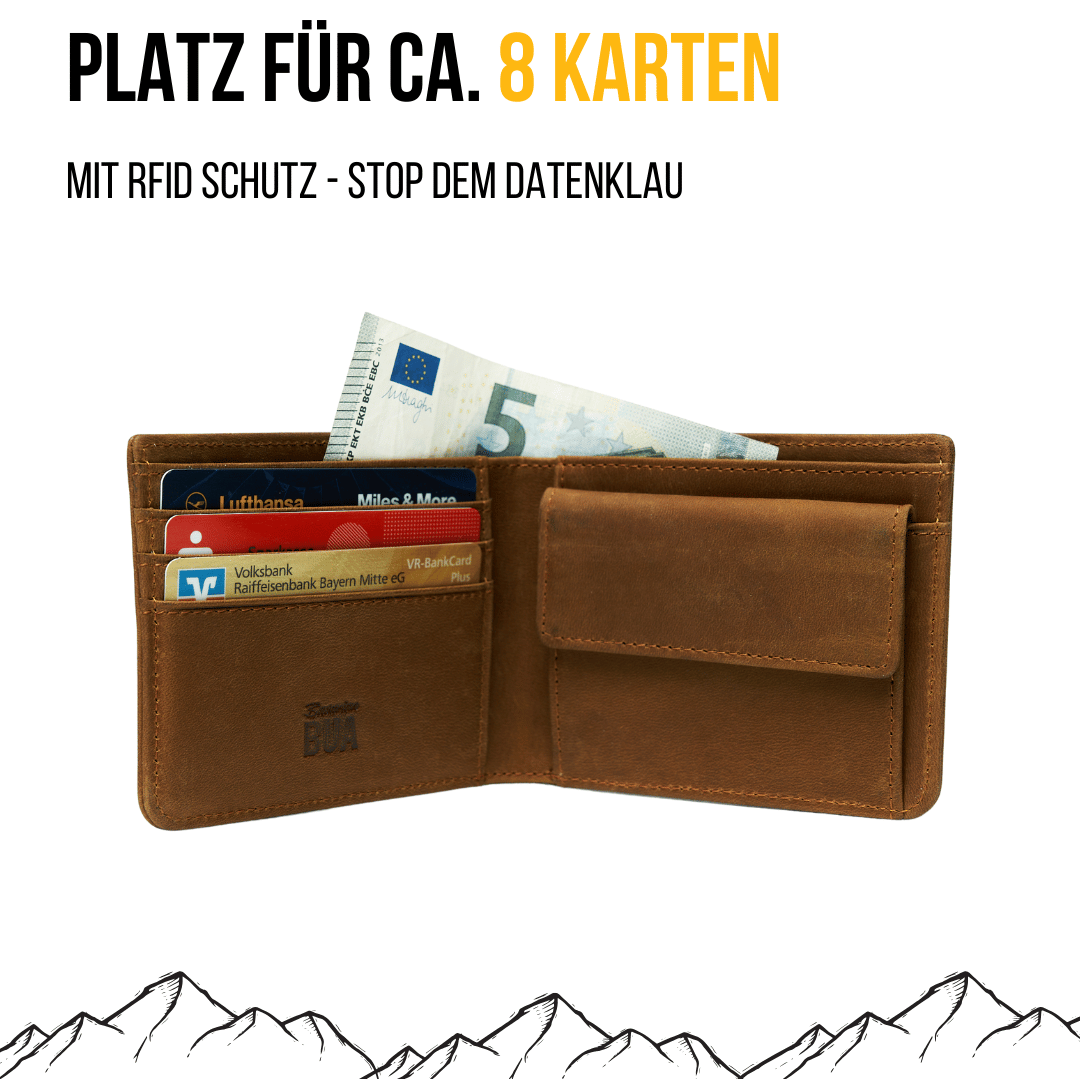 Geldbeutel aus Echtleder mit Münzfach