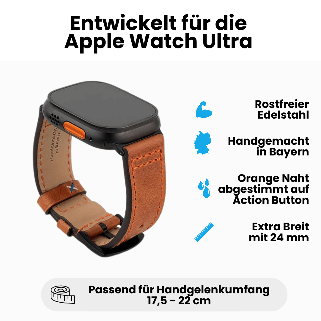 Robustes Armband für die Apple Watch aus Echtleder
