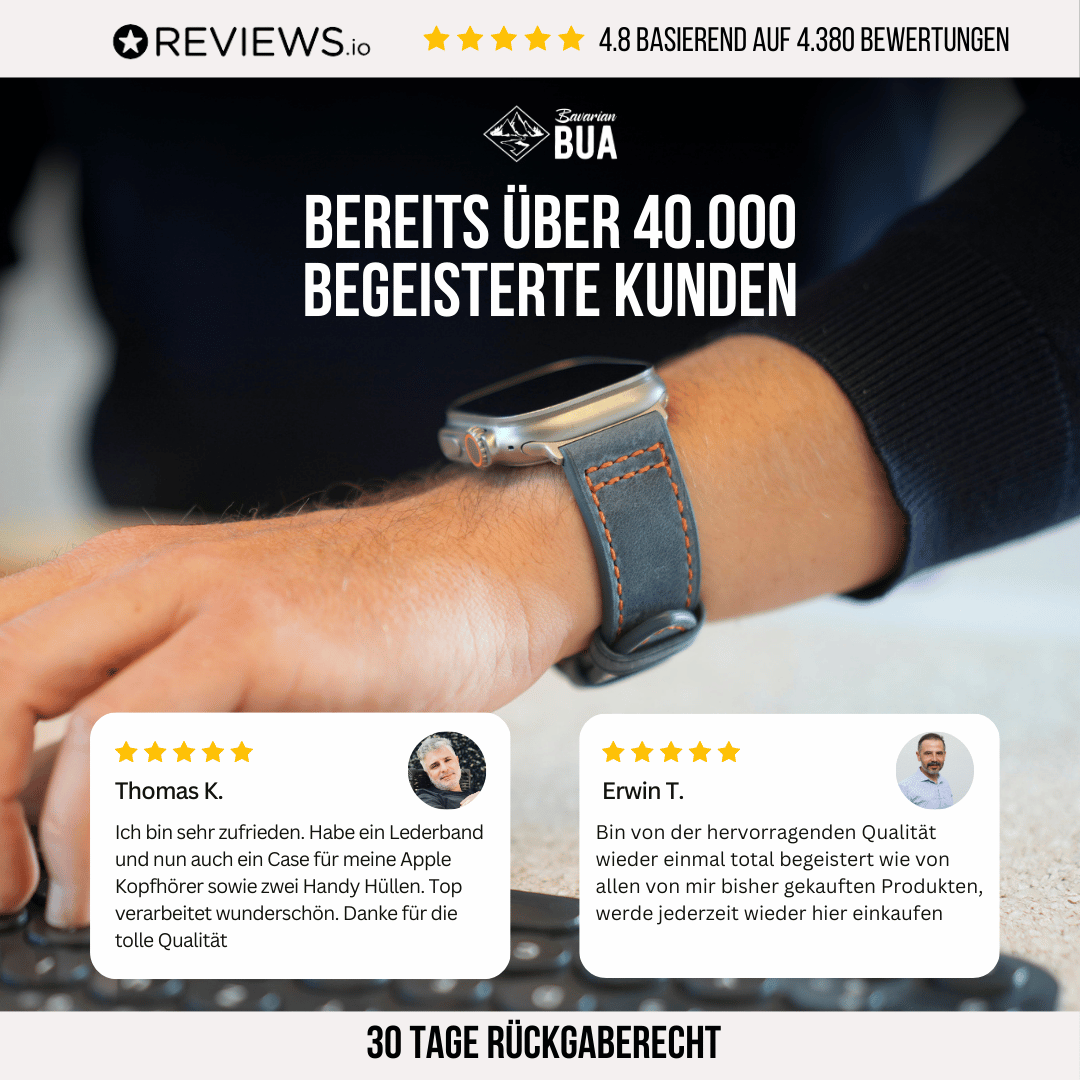 Robustes Armband für die Apple Watch Ultra aus Echtleder