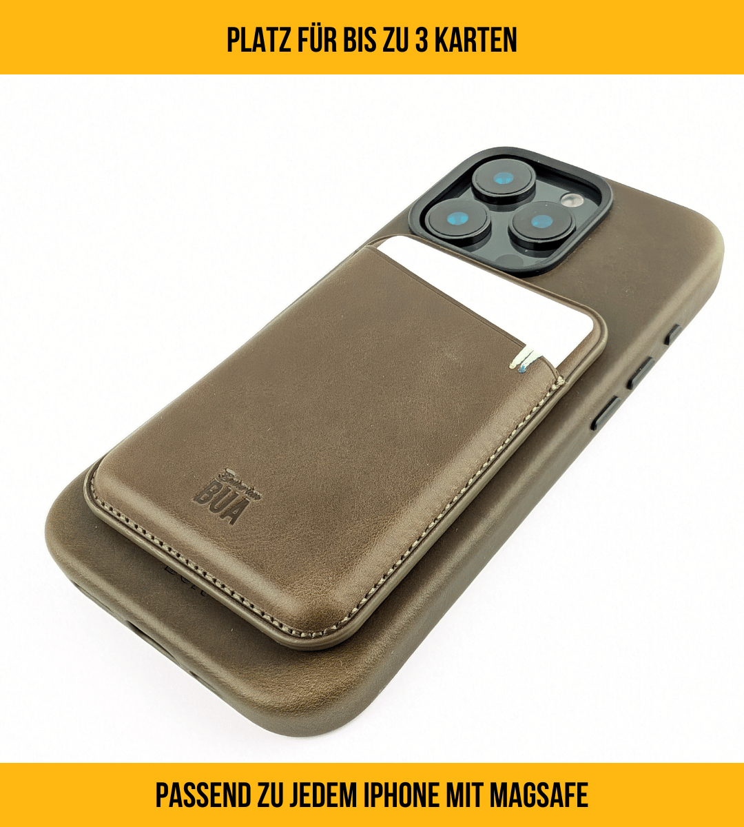 Set Hülle + Wallet | Leder Hülle für dein iPhone + Leder Wallet mit MagSafe Olive