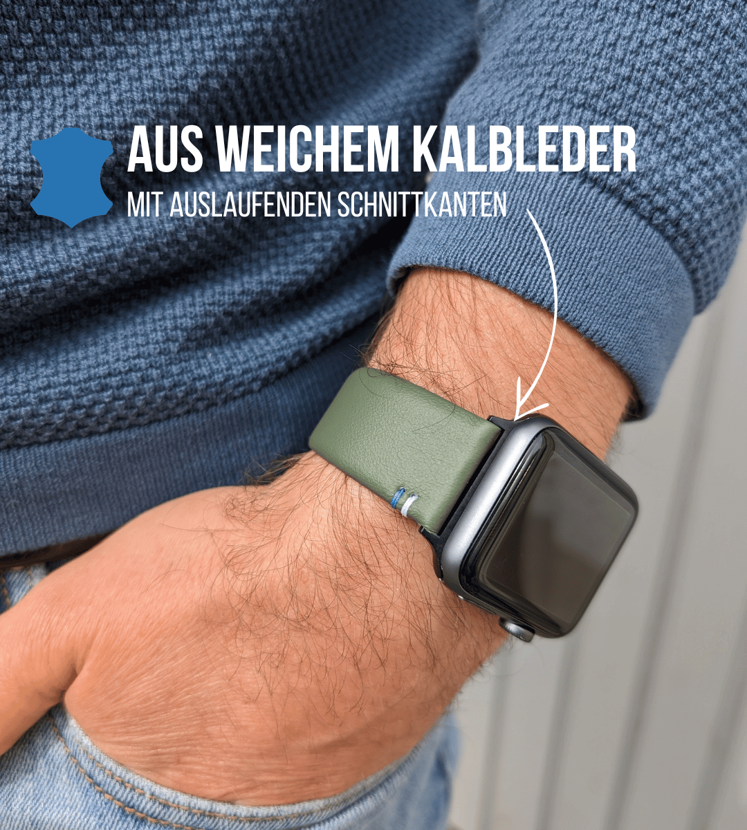Apple Watch® Lederbandl | Salbei Wappen
