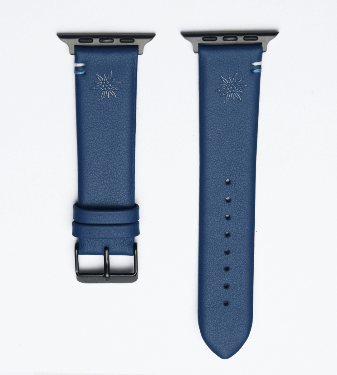 Apple Watch® Lederbandl | Royalblau Edelweiß