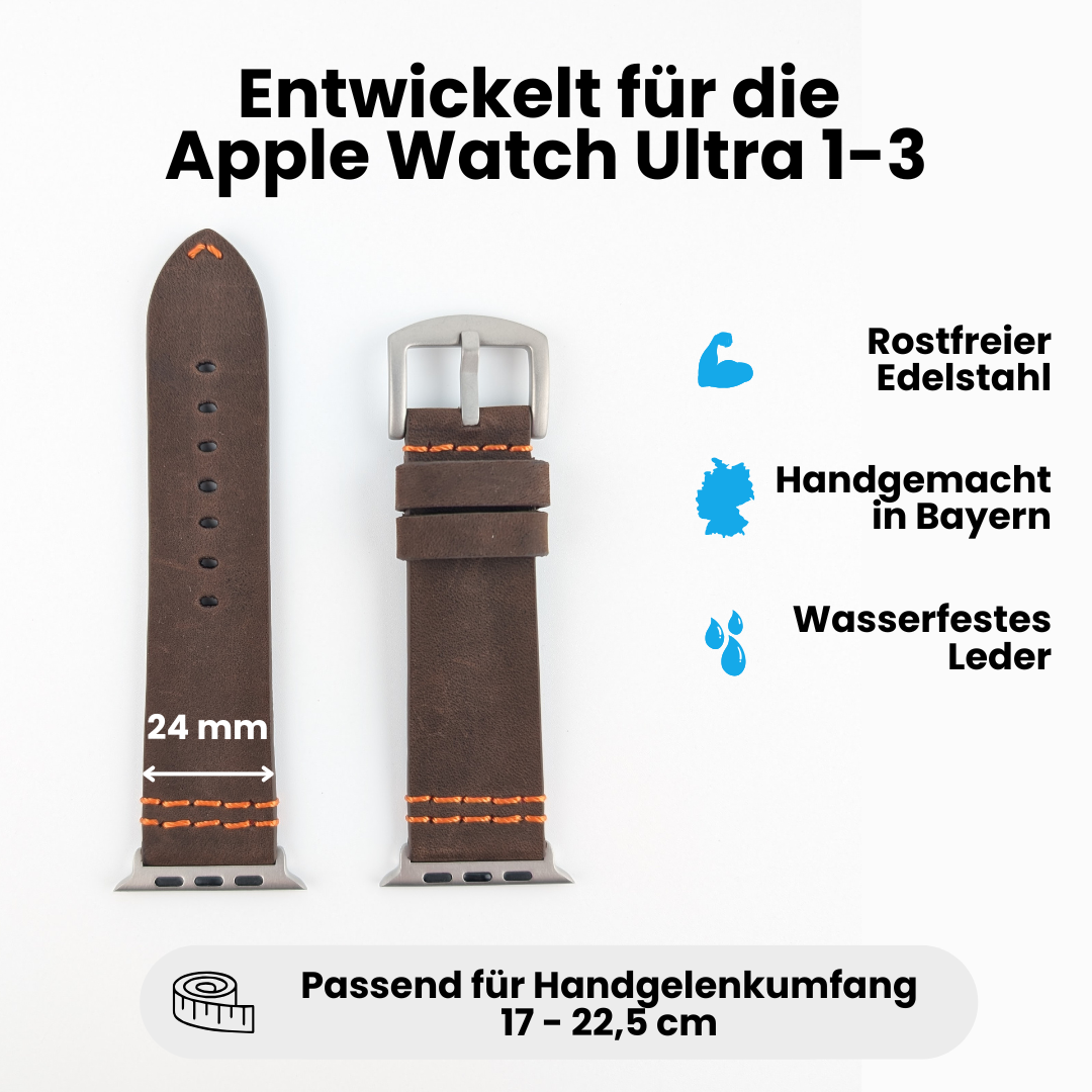 Wasserfestes Lederarmband für Apple Watch Ultra
