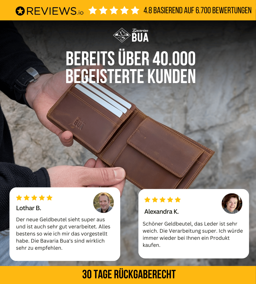 Geldbeutel aus Echtleder mit Münzfach