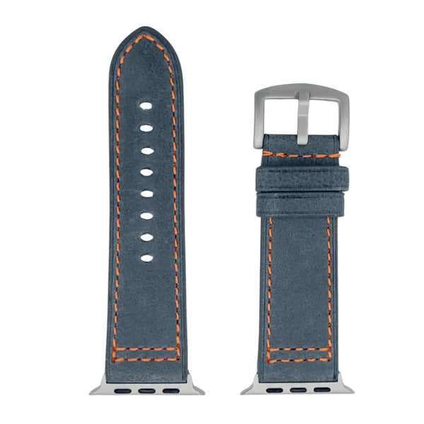 Set für Apple Watch Ultra | Leder Band Hellblau + Dunkelbraun