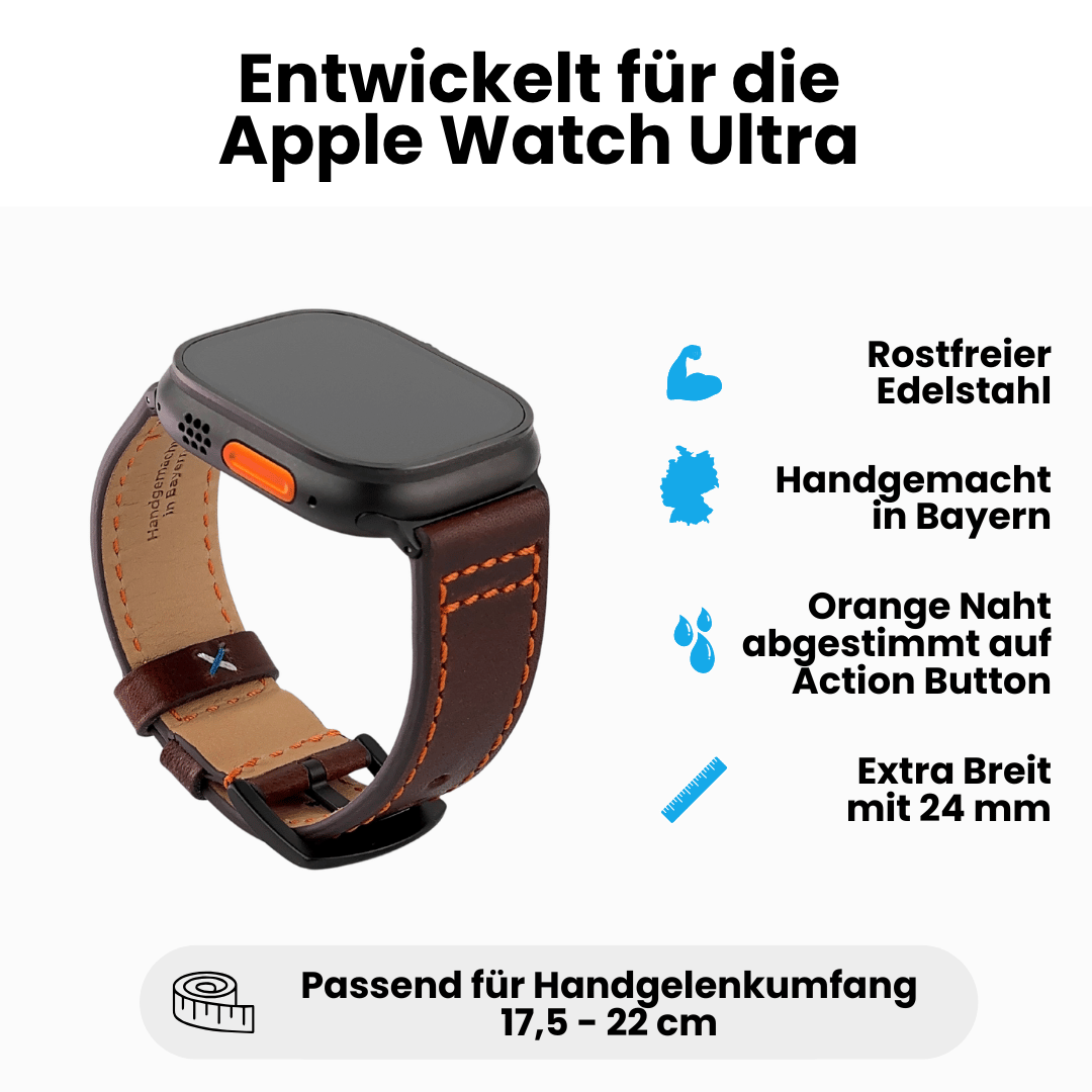 Robustes Armband für die Apple Watch aus Echtleder