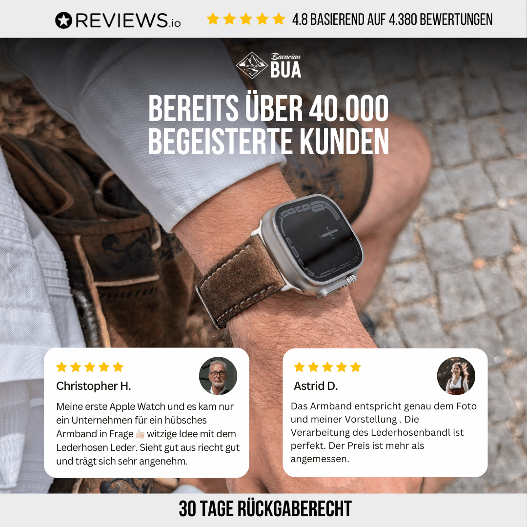 Armband für die Apple Watch Ultra aus Lederhosenleder