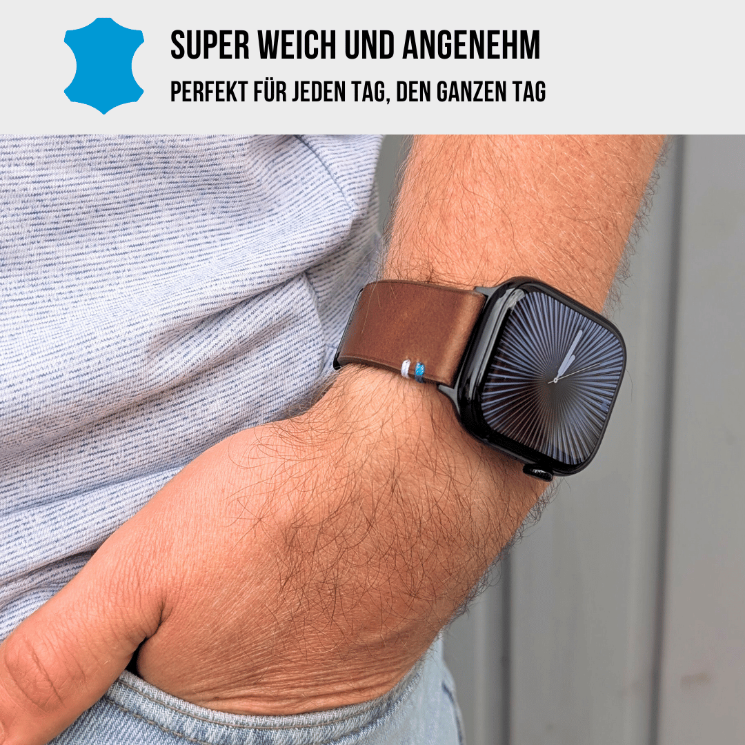 Weiches Lederband für Apple Watch aus Vollnarbenleder