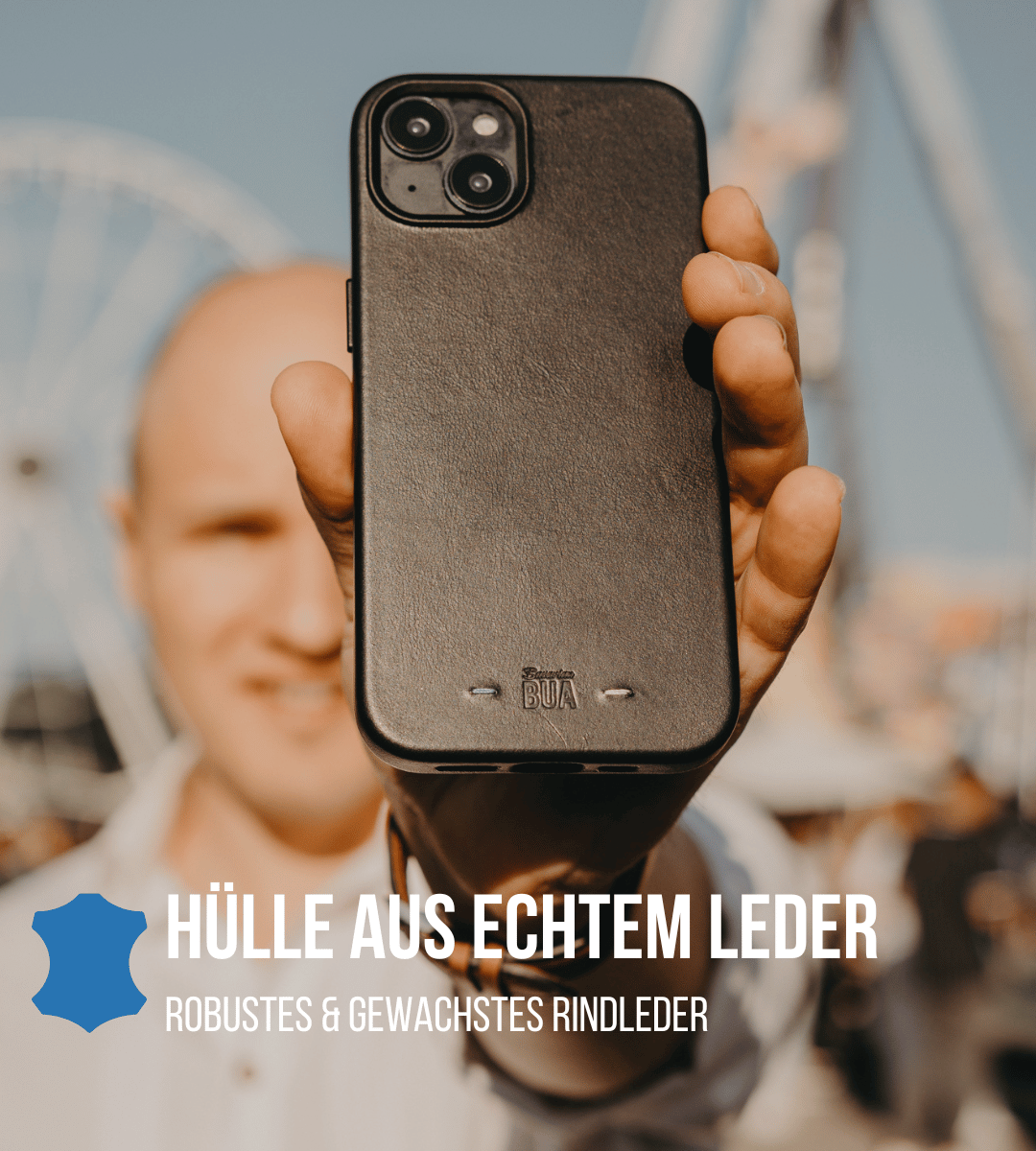Leder Hülle für iPhone mit MagSafe | Schwarz