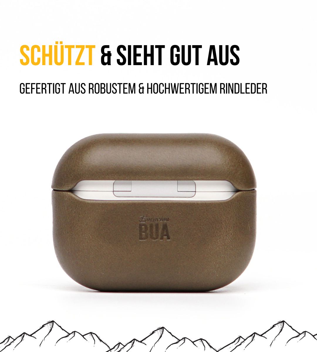 Leder Hülle für AirPods mit MagSafe | Olive