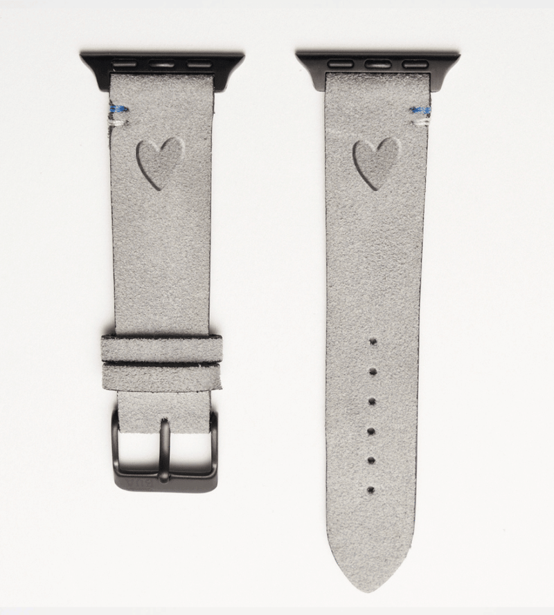 Apple Watch® Wildlederbandl | Hellgrau Herz