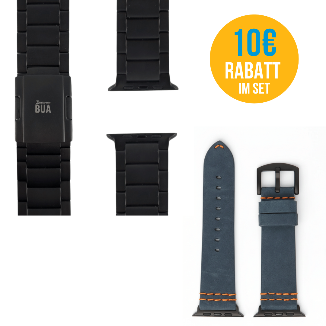 Doppelpack Armband für Apple Watch Ultra / Titan + Wasserfestes Leder