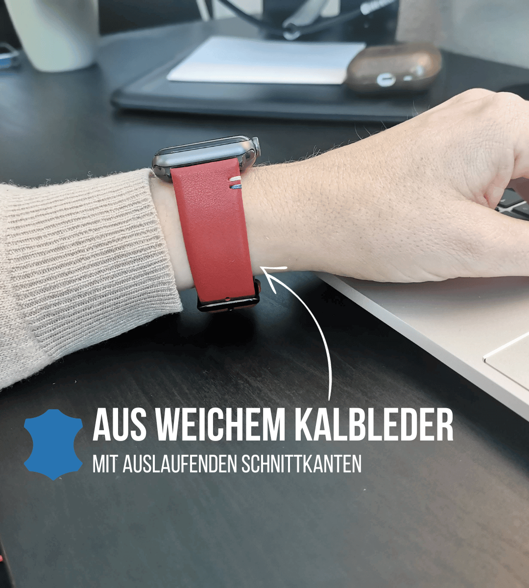 Apple Watch® Lederbandl | Weinrot Edelweiß