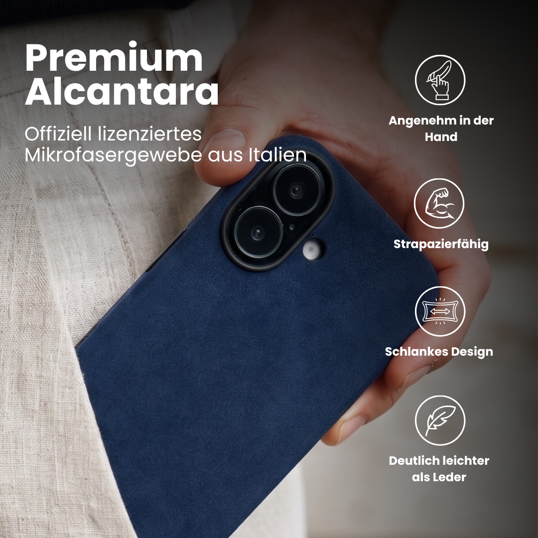 Alcantara Set – Apple Watch Band + iPhone Hülle ‚,Signature Hellgrau"