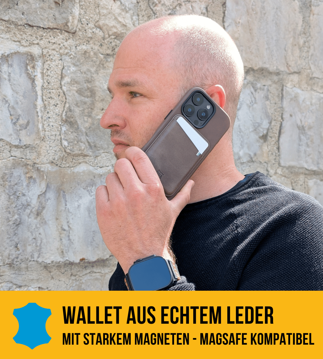 Leder Wallet für iPhone mit MagSafe | Braungrau