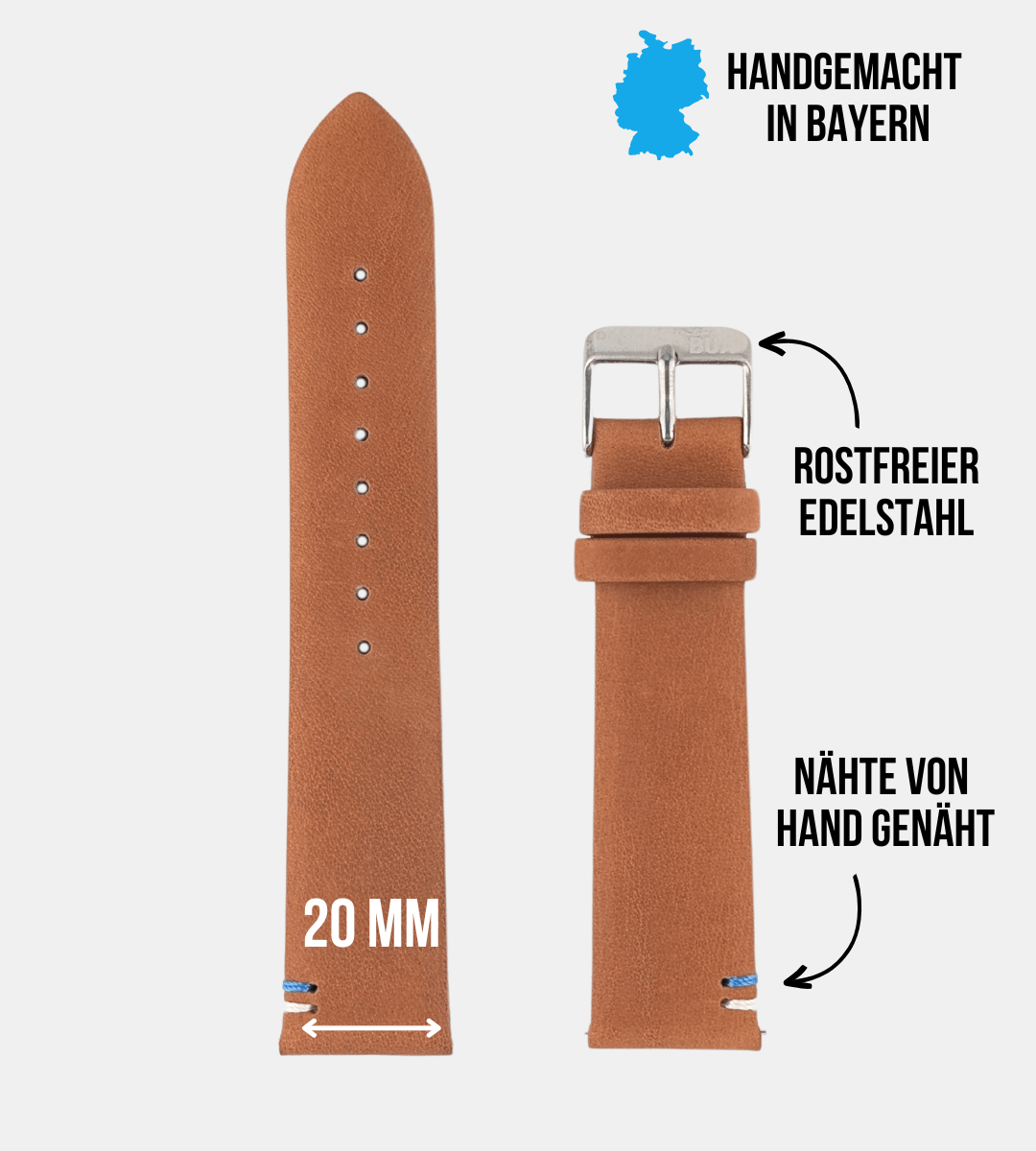 Armband für die Samsung Galaxy Watch aus Kalbleder | Hellbraun