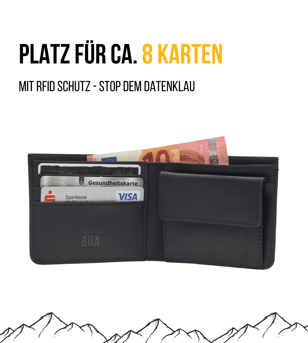 Geldbeutel aus Echtleder mit Münzfach