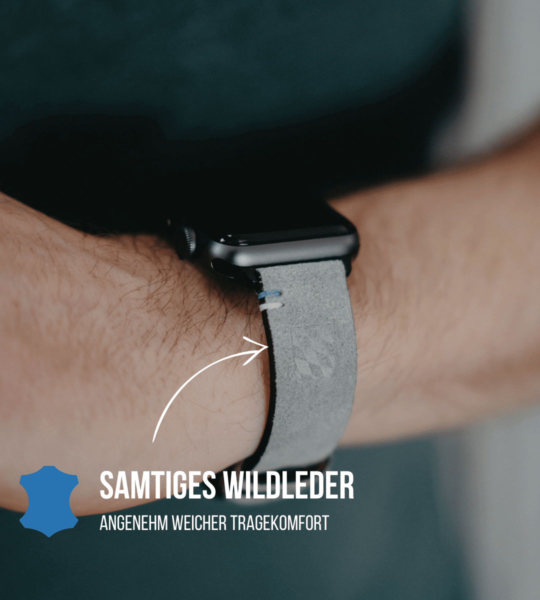Apple Watch® Wildlederbandl | Hellgrau Edelweiß