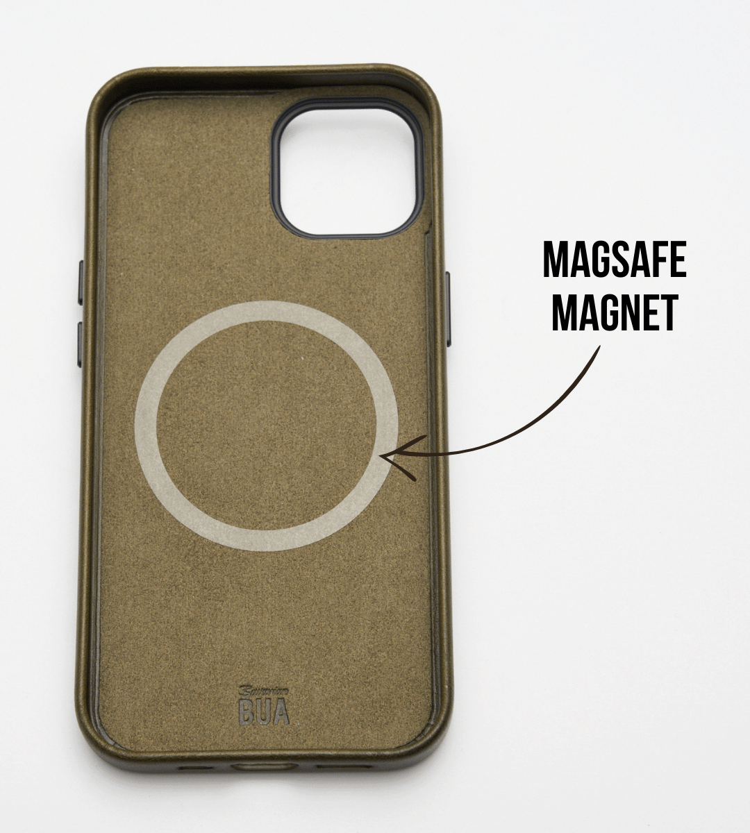 Leder Hülle für iPhone mit MagSafe | Olive