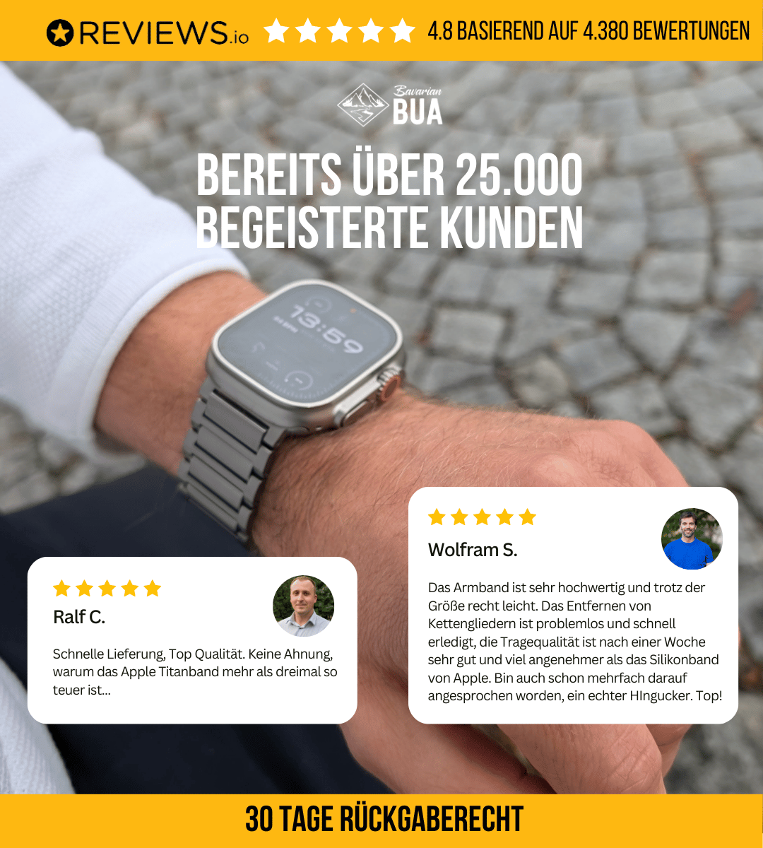 Set für Apple Watch Ultra | Titanband Magnet + Robustes Echtlederband Hellblau