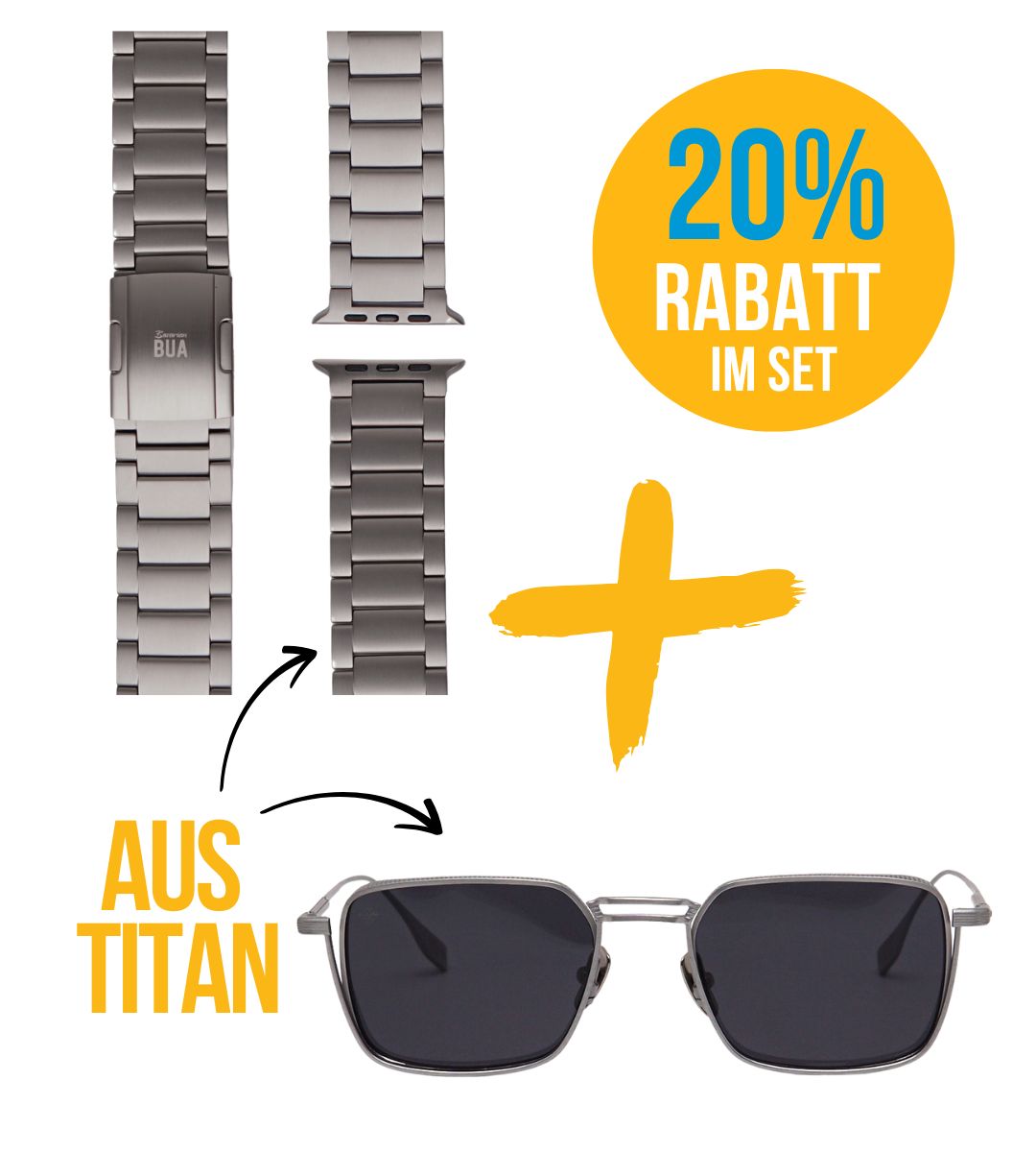 Titan Set Natur - Sonnenbrille und Titanband für die Apple Watch Ultra