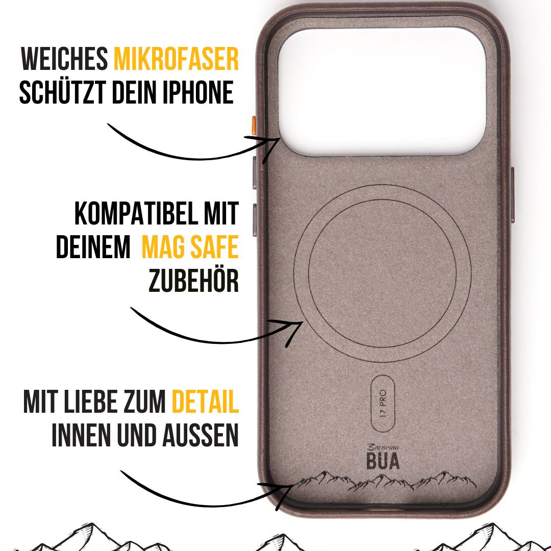 Braungraue iPhone 17 Hülle innen