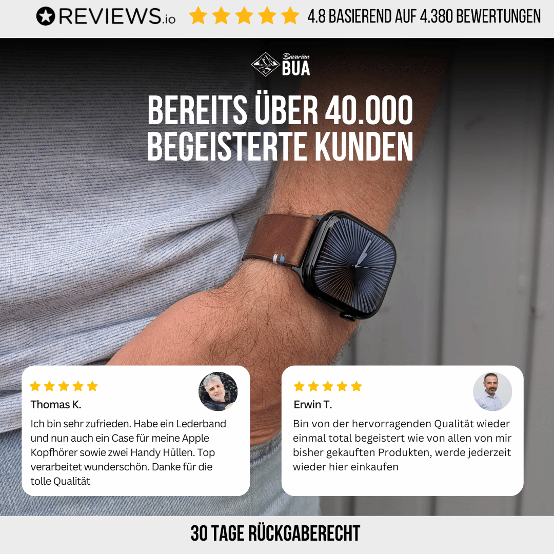 Weiches Lederband für Apple Watch aus Vollnarbenleder