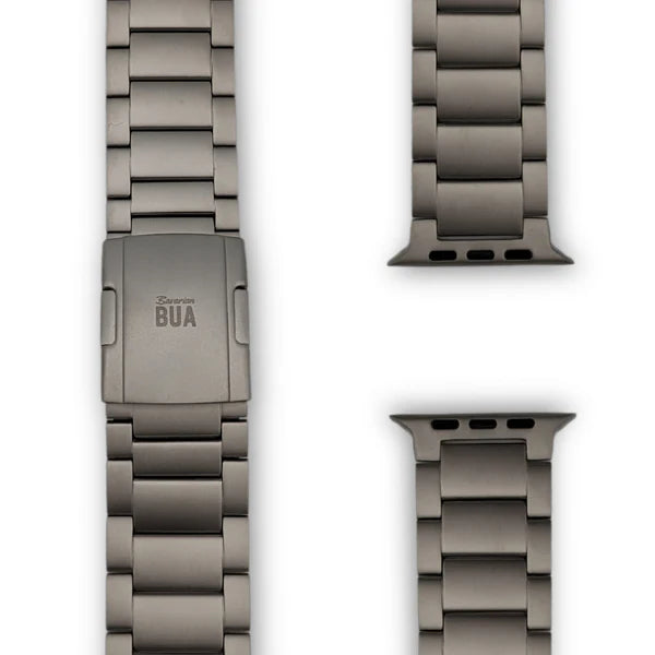 Set für Apple Watch Ultra | Titanband + Robustes Echtlederband Schwarz