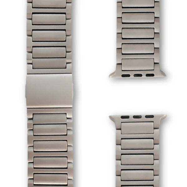 Set für Apple Watch Ultra | Titanband Magnet + Robustes Echtlederband Schwarz