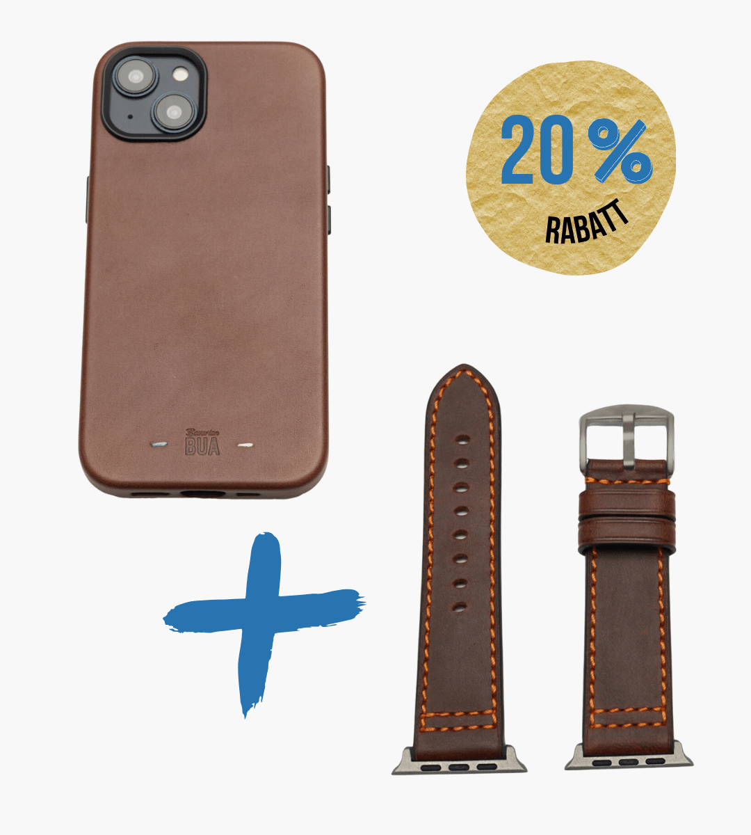 Set Hülle + Band | Hülle für dein iPhone + Robustes Echtlederband, braun