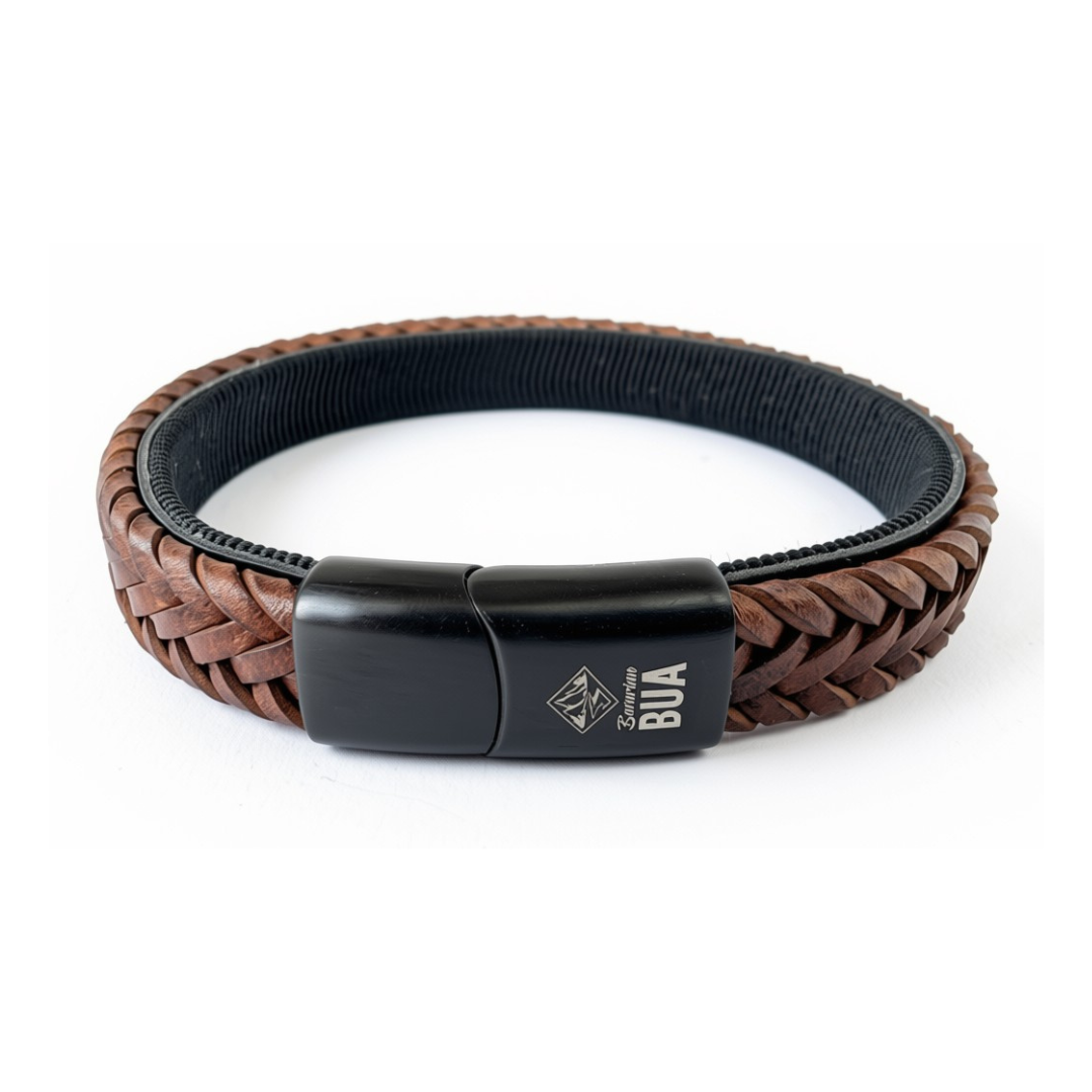 Bavarian BUA Lederarmband Flecht in Braun – Studioansicht