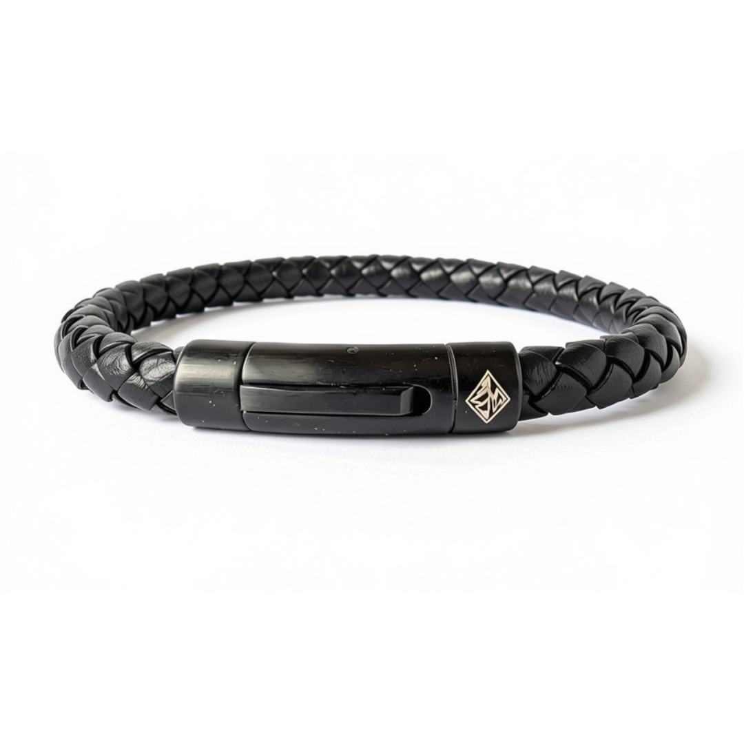 Bavarian BUA Lederarmband Pur in Schwarz – Studioansicht
