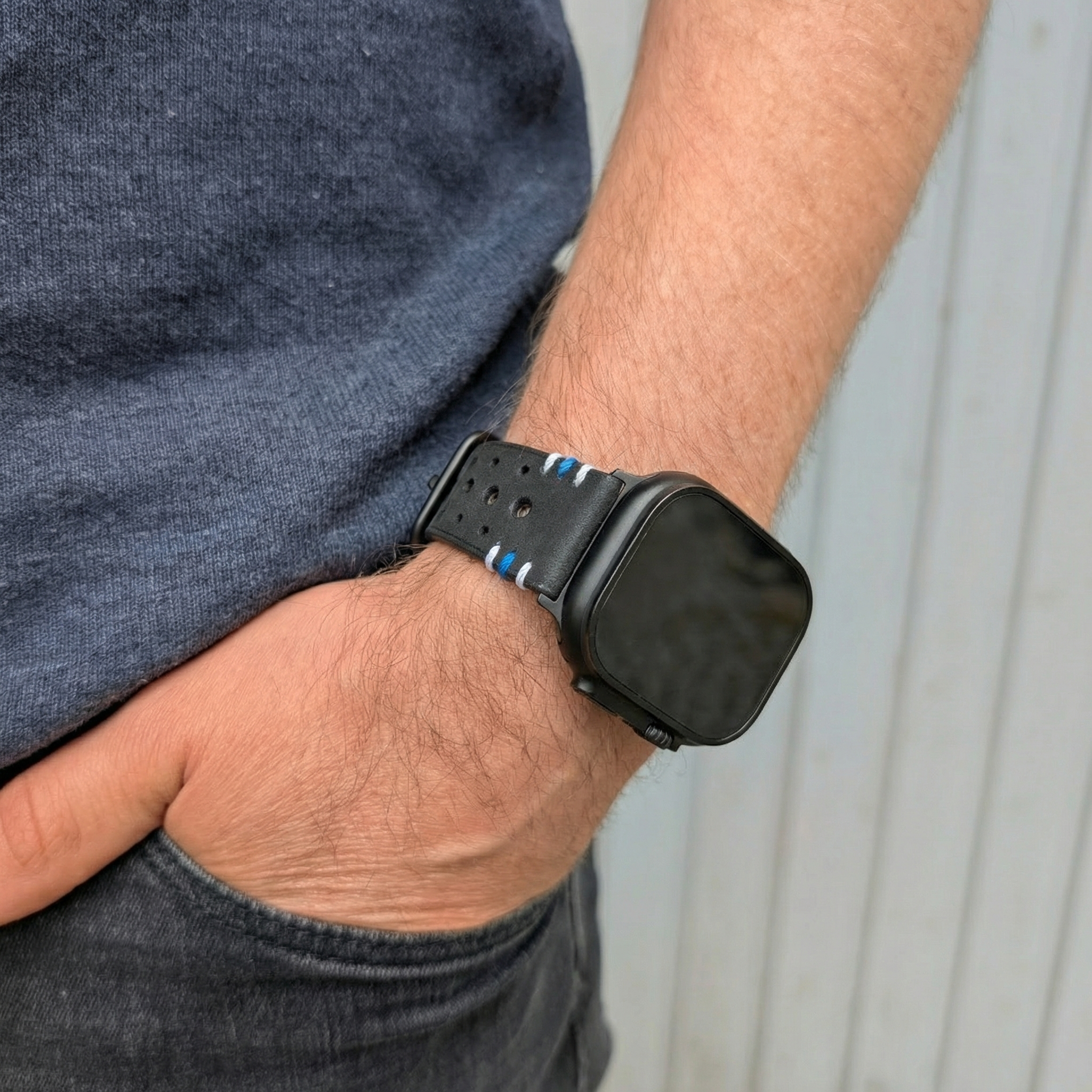 Racing Armband für die Apple Watch Ultra 1, 2 und 3 aus Echtleder