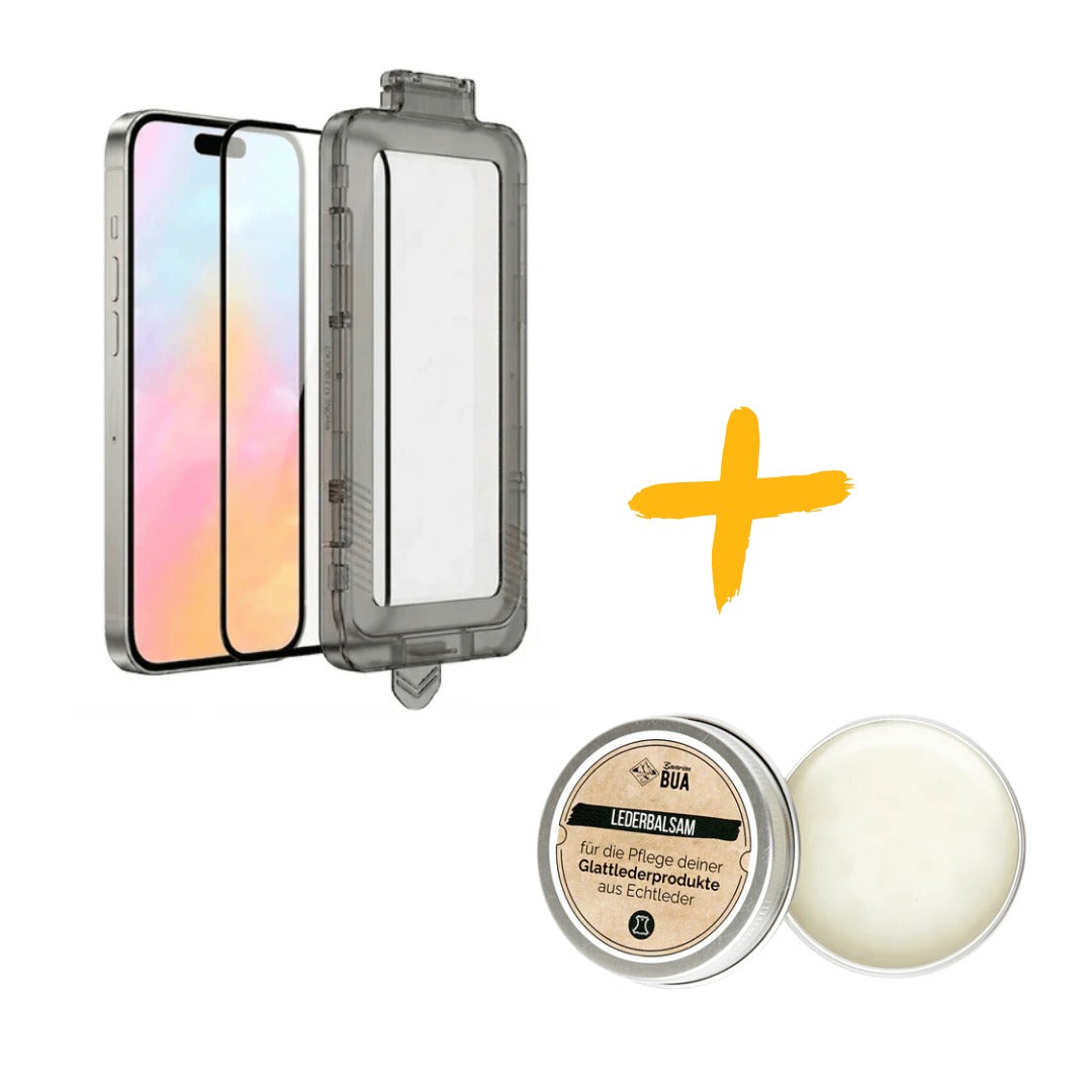 iPhone Pflegeset - Panzerglas & Lederbalsam