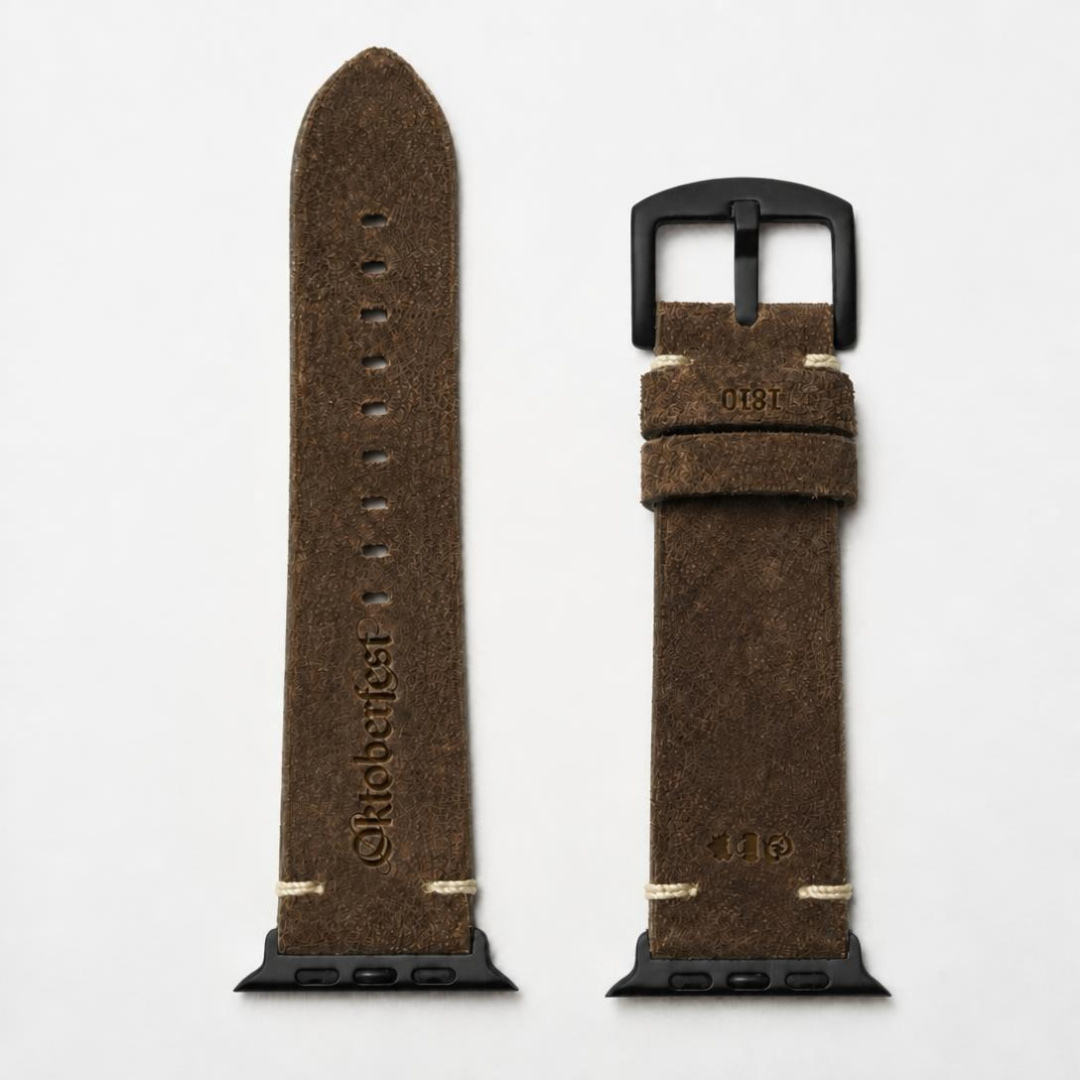 Oktoberfest Lederhosenleder-Armband in Braun mit schwarzer Schließe
