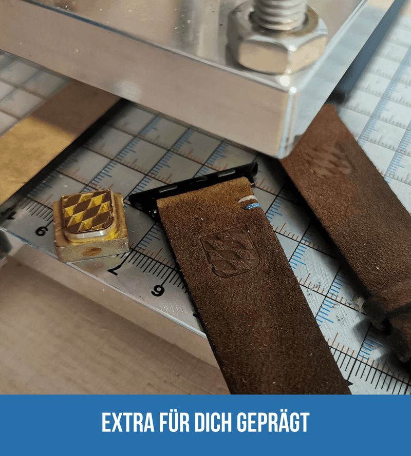 Apple Watch® Set Wildlederbandl | Mittelbraun Wappen + Geldbeutel