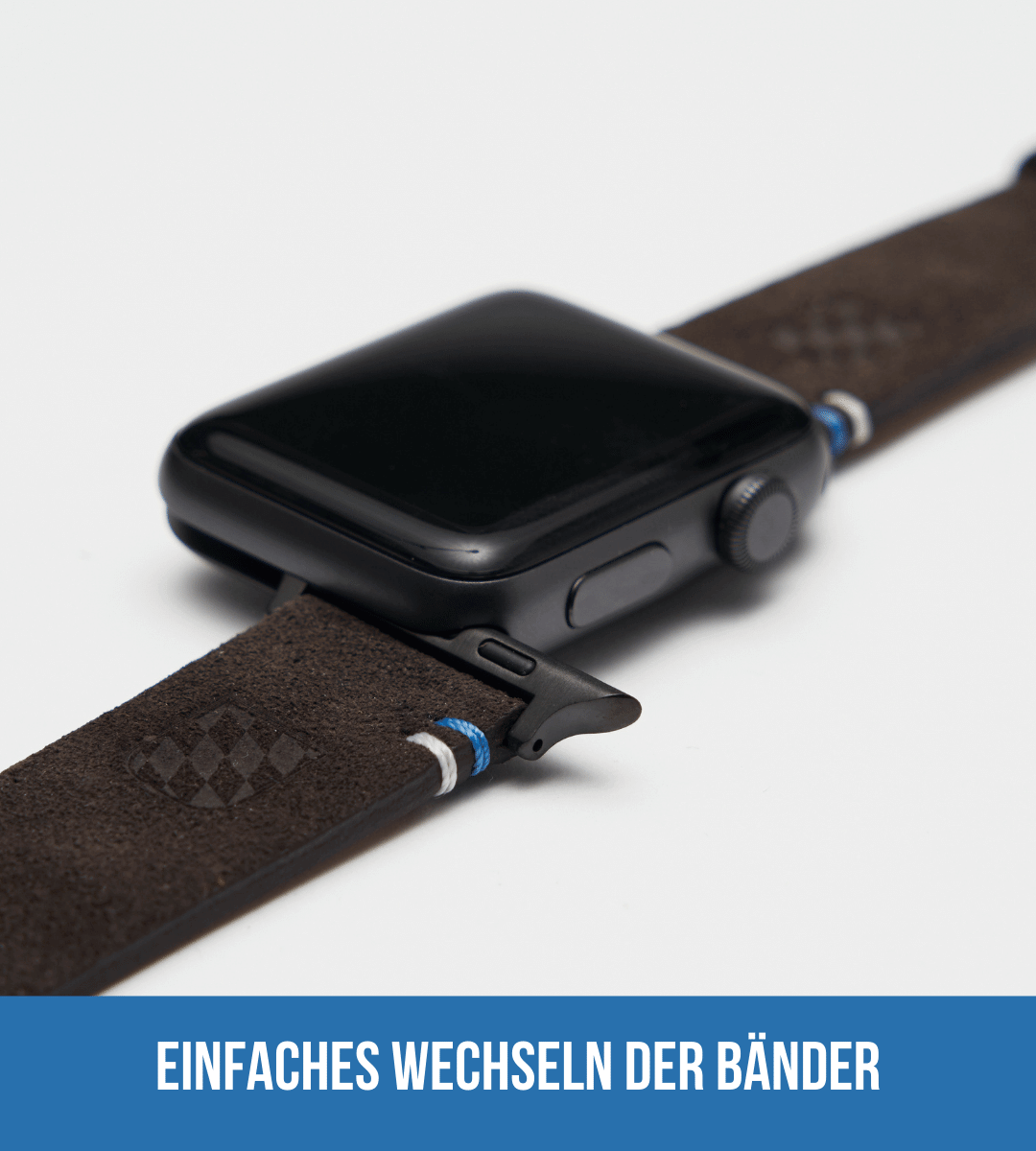 Apple Watch® Wildlederbandl | Dunkelbraun Wappen